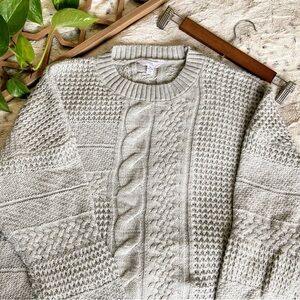 Light Gray Time & Tru Cable Knit Sweater - Super Soft